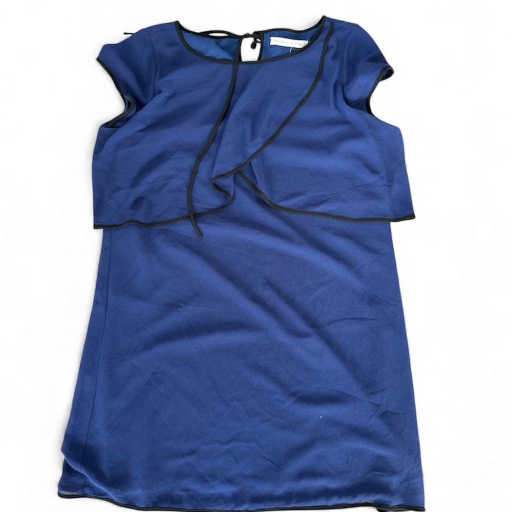 Susana Monaco Inkwell Blue Dress with Black Trim